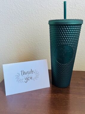 Starbucks 24 Oz Matte Dark Green Studded Venti Cold Cup Tumbler Soft Touch